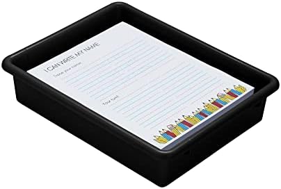 ECR4Kids Letter Size Plastic Tray Organizer with Lids, Small, Storage Bins, Black, 10-Piece - Image 4
