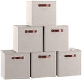 Ornavo Home 11x11 Foldable Fabric Storage Cube Bins, 6 Pack, Beige by OrnavoHome