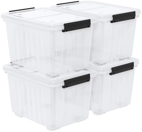 Zopnny 50 Qt Stackable Plastic Storage Bins with Lids, 4 Pack by Zopnny