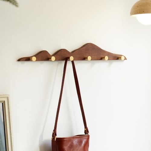 Wall Coat Rack, Walnut Wood, 6 Hooks by THFLSTR