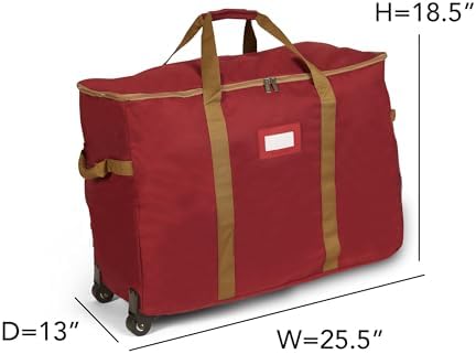 Covermates Rolling Adjustable Ornament Storage Bag, 25.5"W x 13"D x 18.5"H - Image 3