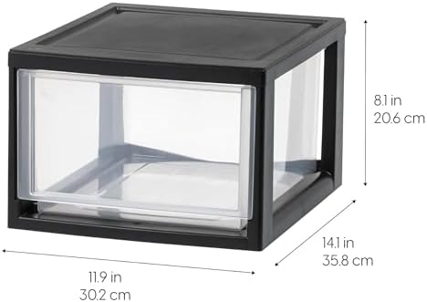 IRIS USA 6 Pack Plastic Drawer Storage Organizer, Stackable Unit with Sliding Drawers for Kitchen, Bathroom, Bedroom, Office, 14.5 Quart, Black - Image 3