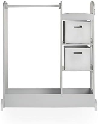 Guidecraft See and Store Dress-up Center – Gray: Kids Dramatic Play Storage Armoire with Mirror, Rack, Shelves & Bottom Tray - Toddlers Costume & Toy Organizer Furniture - Image 4