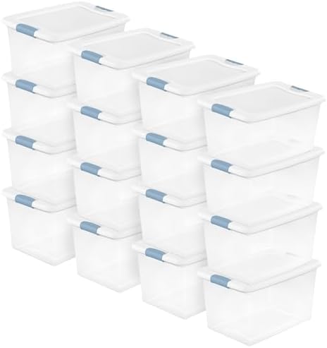 Sterilite Latching Box with Lids for Home and Office, 64 Quart, 16-Pack by Sterilite