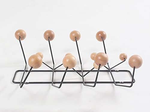 SHISEDECO Classic Mid Century Hang it All Coat Rack Modern Wall Mounted Hooks with Painted Solid Wooden Balls(Multi Colors Available) (Black Frame Natural) - Image 4