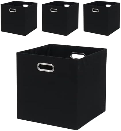 13x13x13 Inch Foldable Cube Storage Bins with Metal Handles, 4 Pack by Fboxac