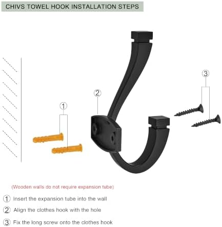 CHIVS (5 Pack Coat and Hat Wall Hooks Double Hooks for Hanging ，Champagne Bronze Towel Hooks，Wall Mount ，Hanger Backpack, Purse, Bag, Towel Organization Decorative Wall Hooks - Image 3
