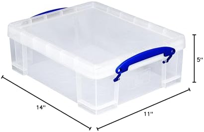 Really Useful Box Stackable 8.1 Liter Plastic Storage Container Bin with Snap Lid & Built-in Clip Lock Handles for Home & Office Organization (3 Pack) - Image 6