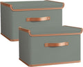 Tuza 2 Pack Storage Bins with Lids, Collapsible Closet Organizer Container, Fabric Organizer Box with Handles, Decorative Storage Boxes with Lids for Organizing Clothes, Blanket, Grey, Extra Large by LOVEWHEREYOULIVE