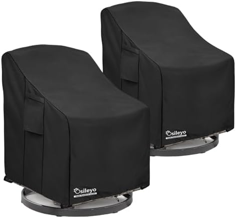 Patio Chair Covers 2 Pack,Swivel Lounge Chair Cover,Waterproof Heavy Duty Patio Furniture Covers for Outdoor Swivel Lounge Chair(30 W x 34 D x 38.5 H inches) Black by Osileyo