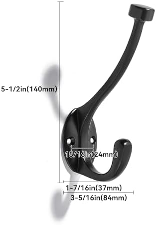khtumeware The 10 Pack 5-1/2 inch Black Coat Hook zinc Alloy mudroom Hooks is Suitable for bathrooms, Behind Doors, bedrooms, and is a Towel Robe Hooks for Both Household and Commercial use - Image 2