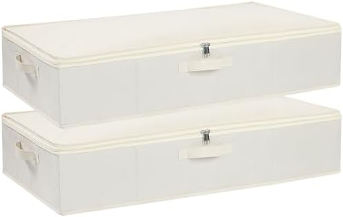 Underbed Storage Organizers,Beige,2 Pack,31.5x15.7x5.9 Inch by YheenLf