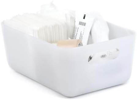 Three by Three Seattle Restak Recycled Storage Small Bin Set of 3 | Eco-Friendly, Durable & Space-Saving Bins for Home or Office, Semi-Translucent White - Image 3