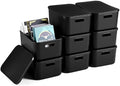 Hoolerry 8 Pieces Storage Bins, 13.8 x 9.8 x 5.9 Inch, Black by Hoolerry
