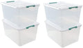 85 Qt Clear Plastic Storage Bins with Lids, 4 Pack Wheeled Boxes by Parlynies