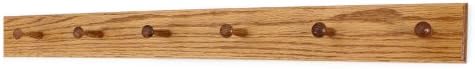 Solid Oak Shaker Peg Rack Made in The USA - Golden Oak Stain Stain 35 x 3.5 Inches with 6 Pegs by PEG+AND+RAIL