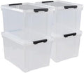 Obstnny 50 Quart Latching Container Bin, 4 Pack Plastic Wheeled Storage Box by Obstnny