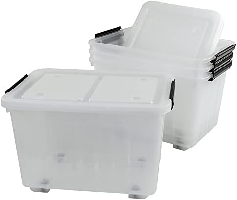 30L Plastic Storage Bin with Lid, Stackable Clear Container - Image 5