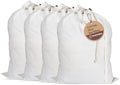 LFH Home Cotton Rich Large Laundry Bag with Handle, Heavy Duty Drawstring Closure Washable Laundry Bags, School Travel, Home, Hotel, College Dorm, Organizer Sack, Toy Clothes 28x40 (Pack of 4)-White by LFHHomePrivateLimited
