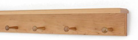 Cherry Peg Rack with Shelf -Handcrafted in The USA (Natural, 23" with 4 pegs) by PegandRail