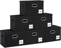 LHZK Extra Large Storage Bins with Lids 6 Pack, Foldable Linen Fabric Storage Boxes with Lids, Sturdy Fabric Storage Bins with Label & 3 Handles for Shelves Bedroom Home Office (Black, Extra Large) by LHZK
