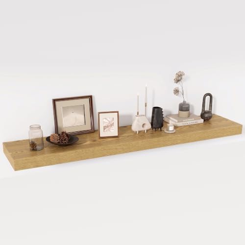 Acovy 55 Inch Floating Shelves, 12" Deep Floating Shelf Wall Mounted, 55" Wall Shelves, Rustic Deep Bookshelf, Extra Deeper & Thicker Display Shelves for Bedroom, Living Room, Set of 1 by Acovy