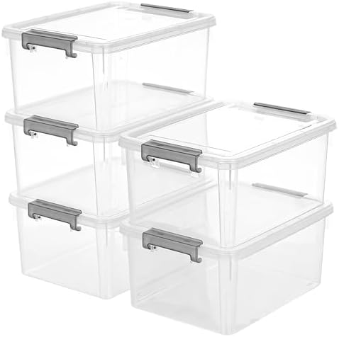 Citylife 17QT Plastic Storage Bins with Lids,5Packs Large Containers by CITYLIFEHomeOrganization