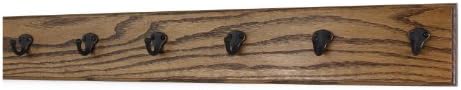 PegandRail Oak Wall Mounted Coat Rack with Aged Bronze Singular Style Hooks 4.5" Ultra Wide (Walnut, 30.5 x 4.5 with 6 Hooks) by PEG+AND+RAIL