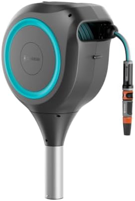 GARDENA Automatic Retractable Garden Hose Reel - 66 Feet - 360 Degree Swivel Outdoor Hose Reel with Metal Spike Base - Auto Retract - UV Resistant Housing - Easy Install No Tools Required - 18614 by Unknown