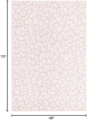 Unique Loom Outdoor Safari Collection Area Rug - Leopard (4' 1" x 6' 1" Rectangle, Pink Ivory/ Ivory) - Image 2