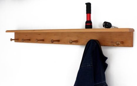 Cherry Peg Rack with Shelf -Handcrafted in The USA (Cherry, 47" with 8 pegs) - Image 2