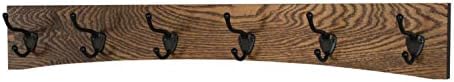 Oak Curved Back Wall Mounted Coat Rack - Bronze Hooks - Made in The USA (Walnut, 30.5" x 4.5" - 6 Hooks) by PEG+AND+RAIL