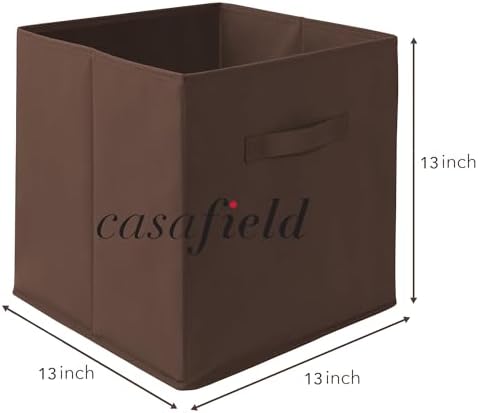 Casafield Set of 12 Collapsible Fabric Cube Storage Bins, Brown - 13" Foldable Cloth Baskets for Shelves, Cubby Organizers & More - Image 7