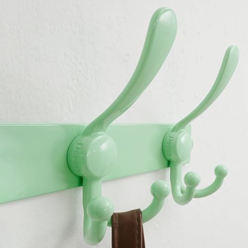 Dseap Coat Rack Wall Mount 37 Inch, Heavy Duty 12-Gauge Base vs Flimsy 1mm, Double-Thick Solid Anti-Snap Hooks, 16” Stud-Mount, Stainless Steel 10-Hook Hanger for Closet Entryway, Green - Image 2