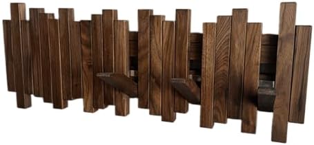 Natural Wood Wall Mounted Piano Coat Rack| Coat Rack Wall Mount| Flip Down Wall Hook Rack 5 Hooks| Entryway Wall Storage with Hooks,Made of Black Walnut.Wall Art by Gogreebell