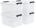 50 Quart Stackable Clear Plastic Storage Box with Wheels, 4-Pack by Vadidiya