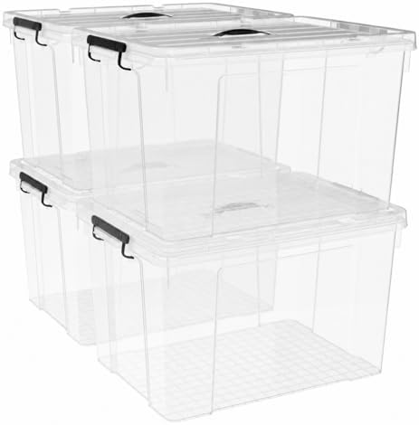 48 Quart 8 Pack Clear Storage Bins with Lids by bebikim