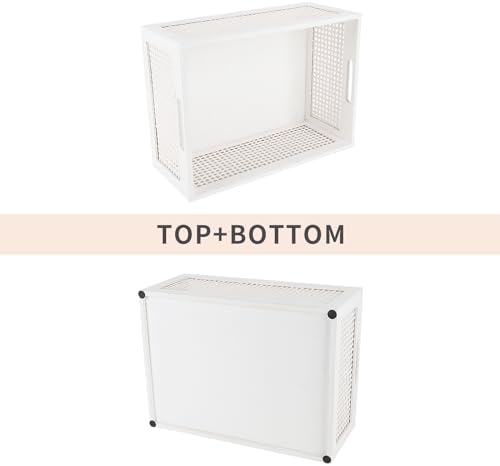 White Wooden Storage Baskets with Handle, Rectangular Set of 2 - Image 2