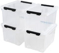 Obstnny 4 Packs 22 Quart Latch Box with Wheels, Plastic Lidded Storage Bin by Obstnny