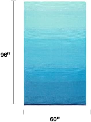 Fab Habitat Outdoor Rug - Waterproof, Fade Resistant, Crease-Free - Premium Recycled Plastic - Ombre - Patio, Porch, Deck, Balcony - Big Sur - Teal - 5 x 8 ft - Image 2