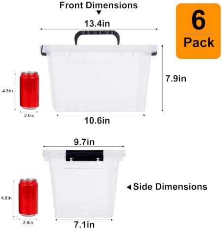 Citylife 12QT 6-Pack Clear Storage Bins with Lids Plastic Bins with Handles - Image 3
