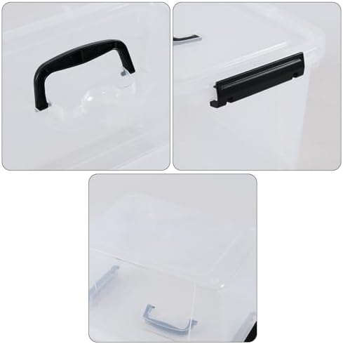 12 Quart Clear Plastic Storage Latch Bins with Handle, 6 Packs - Image 4