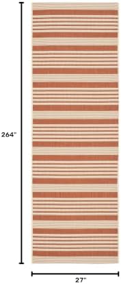 SAFAVIEH Washable Rug Outdoor Courtyard Collection - 2'3" x 22' Runner, Terracotta & Beige, Non-Shedding & Easy Cleaning, Ideal for Patio, Entryway, Mudroom, Hallway, Kitchen (CY6062-241) - Image 2