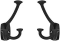 Large Wall Double-Sided Hook 10 Pack Matte Black Hook Decorative Heavy Duty Solid Large Coat Hooks for Towel Hanging Coats Robe Triple Coat Hook Three Prong Hook by cabinethardware