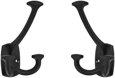 Large Wall Double-Sided Hook 10 Pack Matte Black Hook Decorative Heavy Duty Solid Large Coat Hooks for Towel Hanging Coats Robe Triple Coat Hook Three Prong Hook by cabinethardware