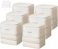 Comforter Storage Bag - 130L Large Capacity Blanket Storage Bags 3-Layer Ultra Space Saving Self Compression Organizer, Washable Compression Bags for Storage Comforter Blanket, 6-Pack, Beige by EasortmPackingCubes