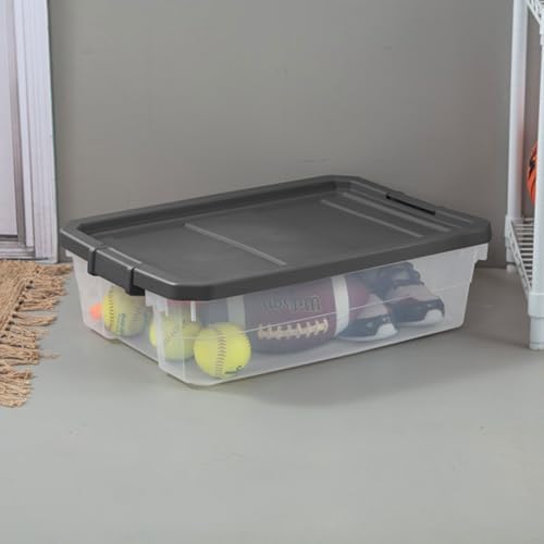 Sterilite 18-Pack Modular Stacker Box, Durable Clear Plastic Storage Bins with Latching Lids, 40 Quart - Stackable Organizing Container Boxes for Closet, Bathroom, and Office - Image 5