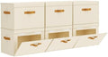 Homsorout Large Storage Bins with Lids - Front Opening Fabric Storage Bins, Flap Closet Organizer with Handles, Collapsible Boxes with Lid, Decorative Basket for Home, Dorm, 6 Pack, Beige by Homsorout
