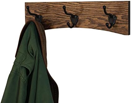 Oak Curved Back Wall Mounted Coat Rack - Bronze Hooks - Made in The USA (Walnut, 36" x 4.5" - 7 Hooks) - Image 3