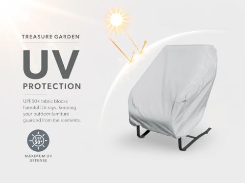 Treasure Garden Large Lounge Chair Cover, 300D Polyester Outdoor Deep Seating Cover, Water Resistant, UPF50+ UV Protection, Elastic Hem, Spring Cinch Lock, Built-in Pouch & Storage Bag, Gray - Image 6
